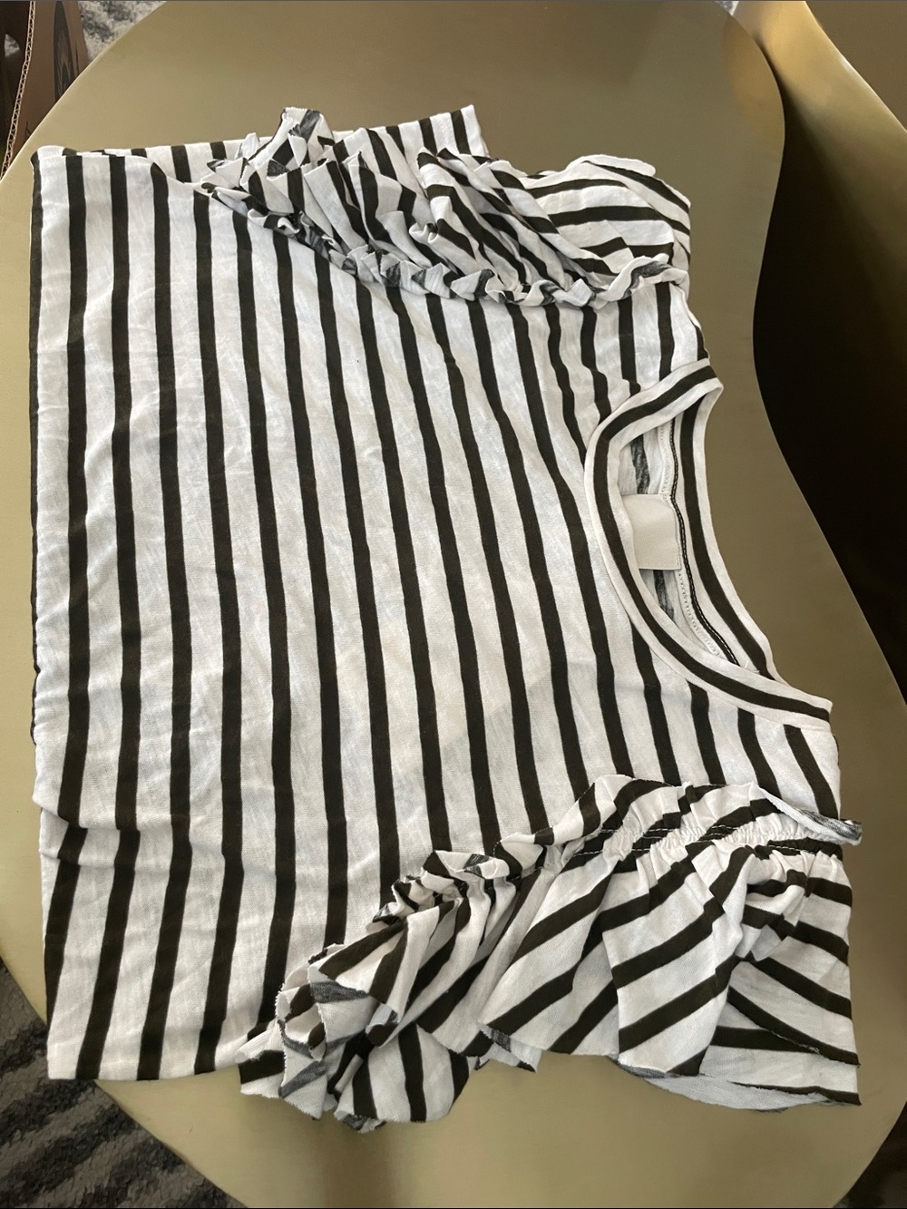 Industry Striped Ruffle Sleeve Women’s Top - Black & White